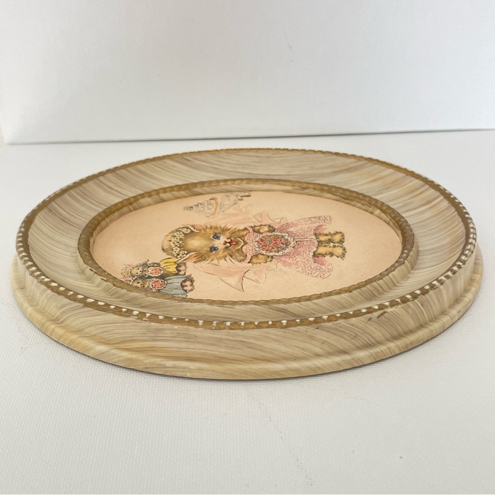 Vintage Cat Bride Wall Plaque + Schmid White Kitten Figurine Cottagecore Set - Picture 5 of 16